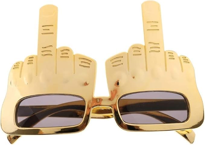 Wpppan Tricky Middle Finger Sunglasses, Creative Middle Finger Flip Off Hand Shape Finger Silly Funny Party Novelty Sunglasses Novelty Party Eye Glasses Glam Gold Glasses Funny