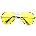 zeroUV Colorful Premium Silver Metal Aviator Glasses with Color Lens Sunglasses (Yellow)