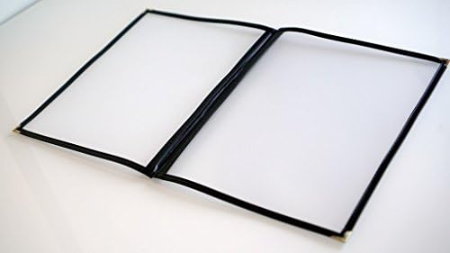 Happypinto (25 Pack) 8.5" x 11" Restaurant Menu Covers, Double Stitched Leatherette, High Gauge Vinyl & Gold Corners (2 Pages 4 Views, Black)