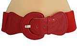 TFJ Women Fashion Belt Hip Waist Elastic Stretch Fabric Plus Size M L Xl True Red