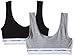 Calvin Klein Big Girls' 2 Pack Crop Bra with Logo Elastic, Grey, Medium/8/10