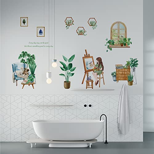 Sazfli Wall Decals, Large Wall Stickers for Bedroom and Living Room | Plants, Girls, Animals | Removable Stickers for Home Walls Decoration as Housewarming Birthday Gift, HT94042