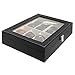 Deluxe 8 Slot Sunglasses/Eyeglasses/Reading Glasses Black Display Case w/Clear Lid Design/Watch & Jewelry Organizer Box