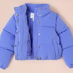 Amazon Essentials Girls' Cropped Full-Zip Puffer