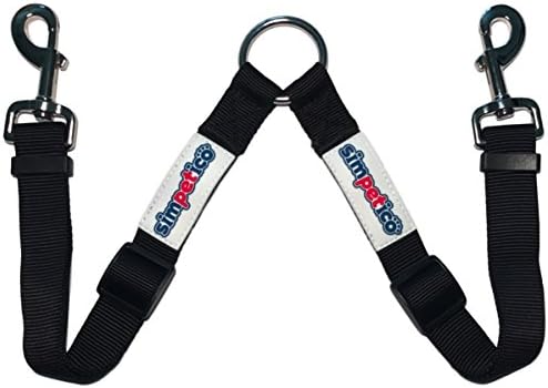 Simpetico Two Dog Leash Coupler - No Tangle Double Clip Leash Splitter Attaches to Collars and Leads to Walk Multiple Pets - Heavy Duty Adjustable Nylon with Metal Hardware for Large or Small Dogs