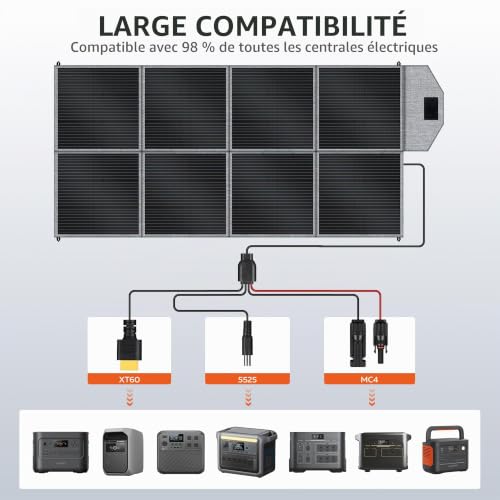CTOLITY Foldable Solar Panels 400W, Monocrystalline Solar Cell, 41V Solar Generator with Multi-contact, Compatible with Most Power Stations, for Camping, Hiking, RV