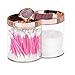 mDesign Plastic Canister Jar Organizer Set with Storage Lid - Home Decor Holder for Bathroom/Restroom Vanity Countertop - Holds Cotton Balls, Soap - Lumiere Collection - 2 Pack - Clear/Rose Gold