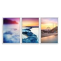 Framed Canvas Wall Art - Romantic Beach - Canvas Prints Home Artwork Decoration for Living Room,Bedroom - 16