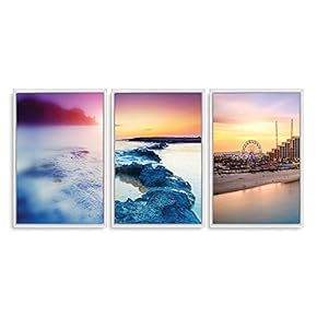 Framed Canvas Wall Art - Romantic Beach - Canvas Prints Home Artwork Decoration for Living Room,Bedroom - 16"x24"x3 Panels