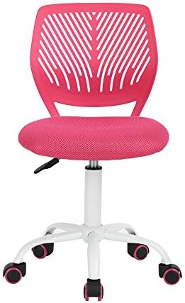 LeMonde Office Chair Student Task Chair Adjustable Swivel Desk Chair with Plastic Mesh Seat and Metal Feet Pink