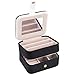 JL LELADY JEWELRY Small Travel Jewelry, Portable PU Leather Jewellery Case Two Layer Ring Box Earring Necklace Holder for Women Girls (Black)