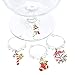 Souarts Mixed 6pcs Glass Charms Marker Tags Set with Gift Box Christmas Snowman Stocking Cane Pendants
