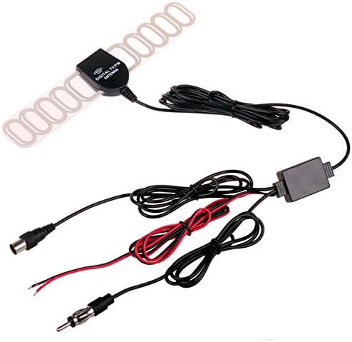 HitCar Car Analog TV Digital TV DVBT ATSC ISDB Radio FM Antenna Signal Amplifier Booster for Car Dash DVD Car Stereos (IEC with Radio Plug)