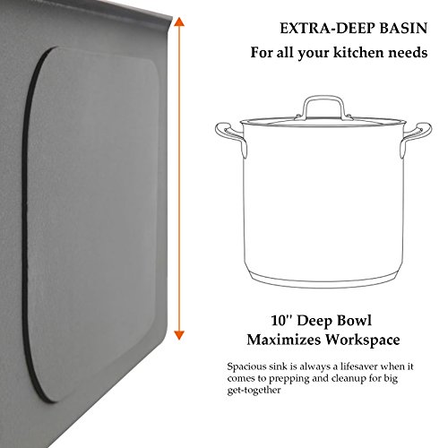 CO-Z Deep Stainless Steel Home Kitchen Single Bowl Sink, 18 Gauge Modern Undermount Drop-in Farmhouse Kitchen Sink w/Strainer and Dish Drying Rack 28" X 18" X 9"