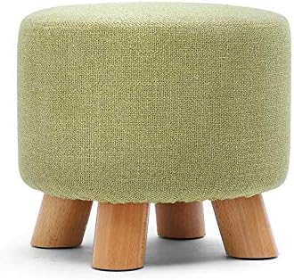 Awesome Warehouse Pouffe Ottoman Foot Rest Stool,Small Shoe Bench with Feet Protection | Round - 4 Wooden Legs - Green