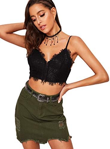 Zenana Women's Crochet Sexy Floral Lace Bralette with Cross Back