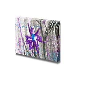 Canvas Prints Wall Art - Macro Detail of Grunge Watercolor Painted Floral Background | Modern Wall Decor/Home Decoration Stretched Gallery Canvas Wrap Giclee Print. Ready to Hang - 12" x 18"