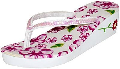 Ladies Sequinn Strapped Low Wedge T Post Thong Flip Flops