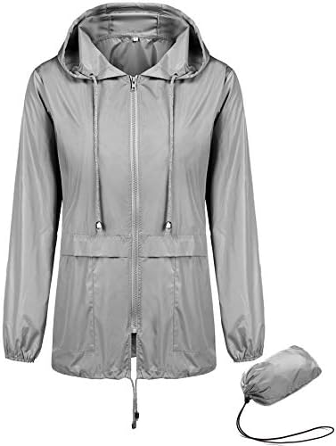 Womens Lightweight Raincoat Waterproof Packable Rainwear Outdoor Windproof Hooded Active Rain Jacket