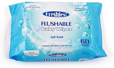 Freshies 1656 24-60 Count Flushable Baby Wipes