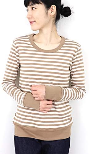 Amazon Co Jp Harmonie Organic Cotton アルモニ オーガニックコットン フライスボーダー切り替えロングスリーブｔｅｅ Beige Oatmeal ベージュ オートミール レディース フリーサイズ 服 ファッション小物