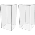 2 Pack Tall Display Box Clear Acrylic Pillar 12" x 12” x 24” Hollow Pedestal 5 Sided Retail Merchandise Plinth Display Trinkets Flower Tower Bin Multi Use Product Showcase by Marketing Holders