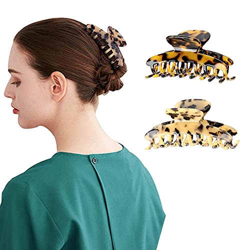 Hair Claw Clips for Thick Hair Tortoise Shell No Slip,3.8Inch Big Claw Hair Clips for Women Hair Accessories Claw Clips for Thin Hair Leopard Large