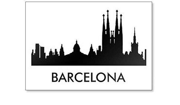 Imán para nevera con silueta de Barcelona Skyline