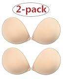 Minipark Strapless Sticky lite Bra Self Adhesive Silicone Push Up with buckle (C{32/70C,34/75C,36/80B,38/85B}, 2pack- Flesh color)