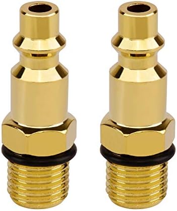 astarye 1/4-Inch Industrial Type D male Thread Stainless Steel Quick Coupler Plugs Set 2 Pack