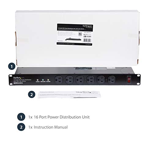 image for StarTech.com 16 Outlet Horizontal 1U Rack Mount PDU Power Strip for Ne
