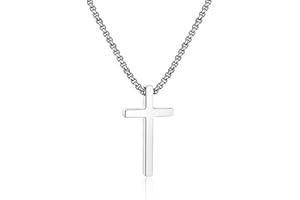 IEFSHINY Gifts for Men Boys - Stainless Steel Cross Pendant Chain Necklaces for Men, Mens 16-30 Inches Chain Gold Silver Black Cross Necklace Jewelry Gifts