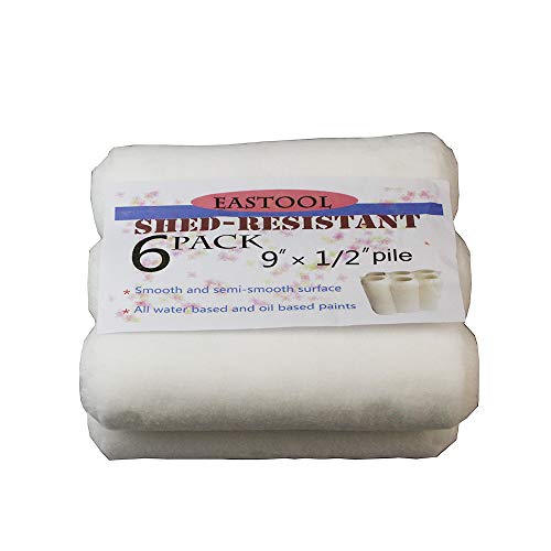 9 Inch Microfiber Paint Roller Covers, 1/2" Nap - 6 Pack