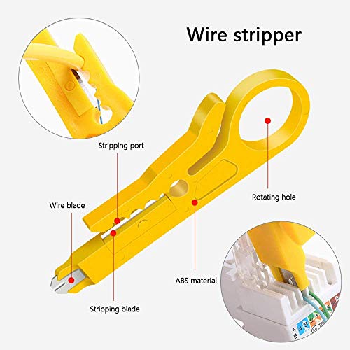 BIKUUL RJ45 Crimping Tool Kit for RJ11/RJ12/CAT5/CAT6/Cat5e, Professional Computer Maintenance Lan Cable Tester Network Repair Tool Setï¼ŒWire Crimper Wire Connector Stripper Cutter
