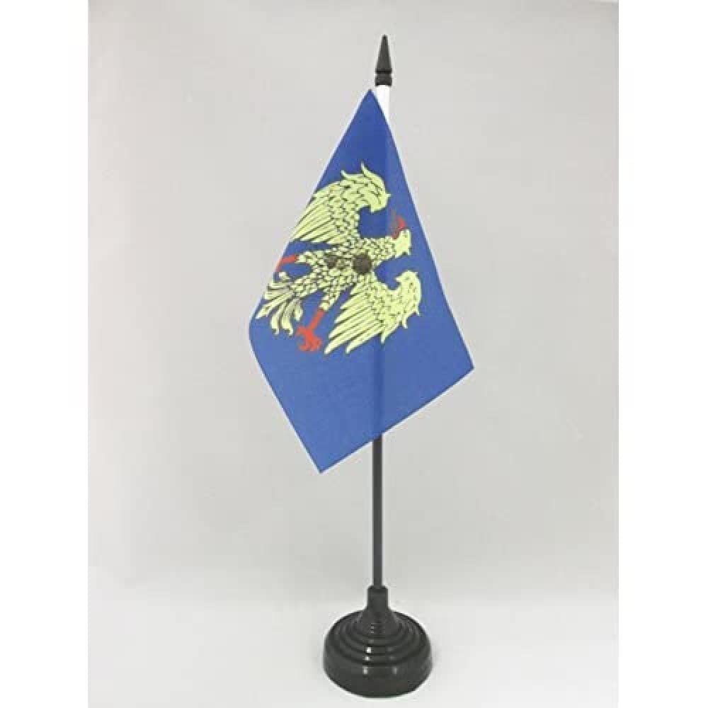 AZ FLAG - Friuli-Venezia Giulia Table Flag 4'' x 6'' - Italian Region Office Mini Banner 100% Polyester 15 x 10 cm - Mini Desk Flag with 10'' Pole and Black Plastic Base