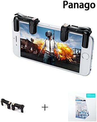 Panago (Upgraded) 1 pair Mobile Game Fire Button Aim Key Buttons L1R1 for Fortnite/PUBG &amp; Invisible Nano Liquid Screen Protector