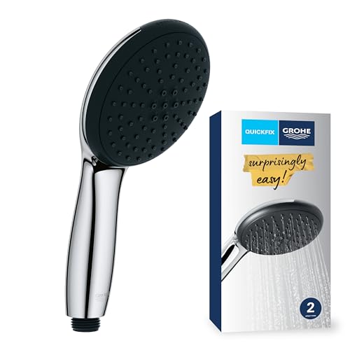GROHE Vitalio Start 110 - Hand Shower (Round 11 cm Shower Head, 2 Sprays: Rain & Jet, Anti-Limescale System, Silicone Ring & Scalding Protection, Universal Mounting System), Chrome, 26948001