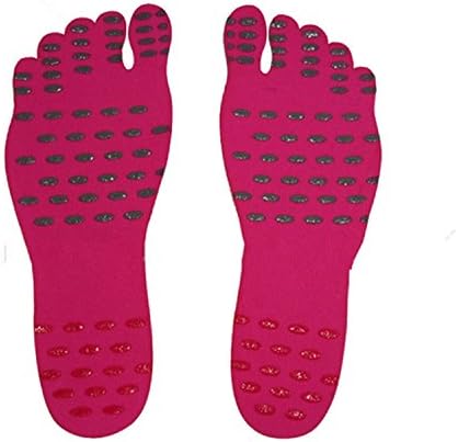 Stick On Feet Pads - Fashion Barefoot Socks For Exercise Beach Pool Feet,water shoe,Anti-slip Yoga Socks, Sticker Adhesive Foot for Men Women,Elastic Flexible Feet Protection （6 Pair）