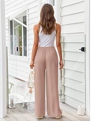 LILLUSORY Linen Wide Leg Pants Womens Palazzo Flowy