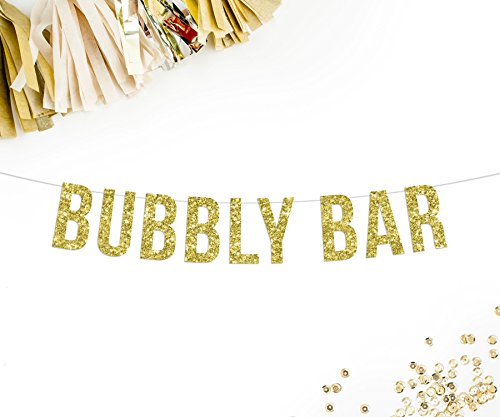 Bubbly bar banner, gold glitter | wedding decorations |…