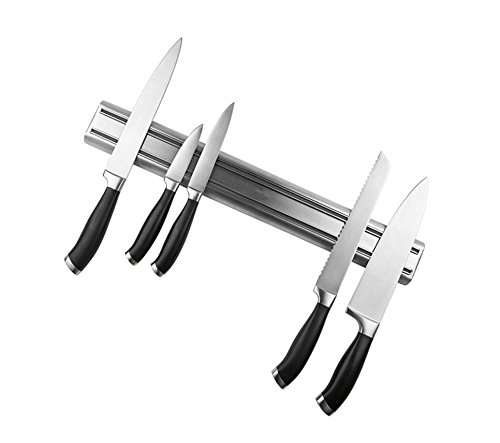 The Wolf Moon® Professional Stainless Steel Magnetic Knife Bar, Magnetic Tool Holder Strip, Fast and Easy Installation Kitchen Knife Rack (36CM)
