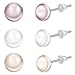 YAN & LEI Sterling Silver Freshwater Cultured Pearl Stud Earrings Set of 3 Pairs: White, Champagne and Pink