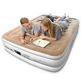 Joofo Air Mattress Queen,Breathability and Comfort Double HIGH Raised Inflatable Airbed with Upgraded Built-in Pump for Guests,Kids,Camping& 3-Year Guarantee Bed Height 18" (Queen)