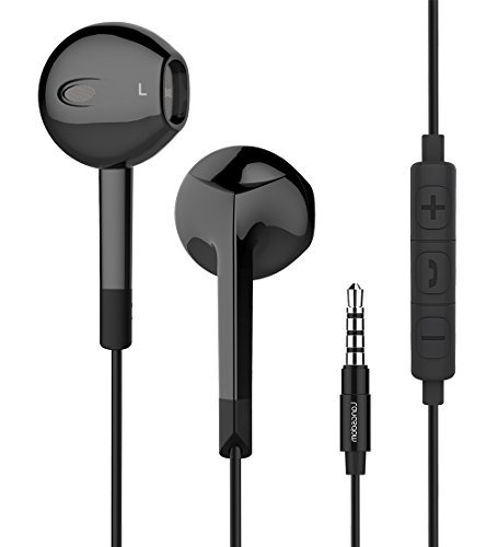 in Ear Earbuds Mic, Langsdom E6 Stereo Bass Earphones,Noise Reduction Headphones Compatible LG,Google,Samsung,iPod, iPad(Black Case,3.5mm Jack)