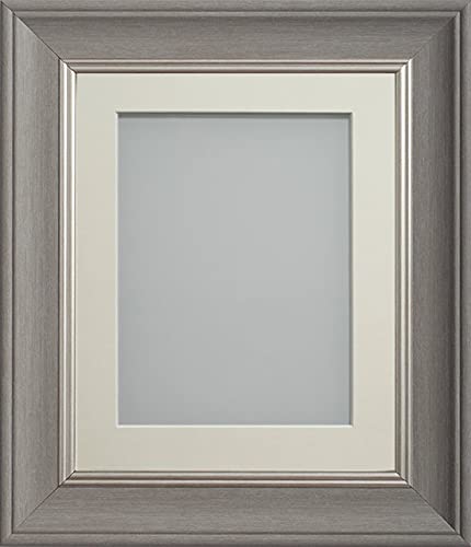 Frame Company Drummond Gunmetal Grey Photo Frame, Ivory Mount, 6x4 for 4x3 inch, fitted with perspex