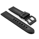 StrapsCo Vintage 4mm Thick Leather Watch Strap w/ PVD Matte Black Pre-V Buckle