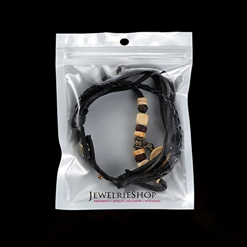 Lucky Handmade Natural Constellation Zodiac Sign Logo Genuine Real Leather Bracelet with Charms, Beads, Button, Adjustable Size, Gift for Him or for Her, Unisex (Aries - Black Leather)