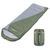 LANGRIA Envelope Sleeping Bag with Compression Sack, Compact & Lightweight Sleeping Bags for 3 Season Indoor/Outdoor Sleepover Camping Backpacking Hiking Festival