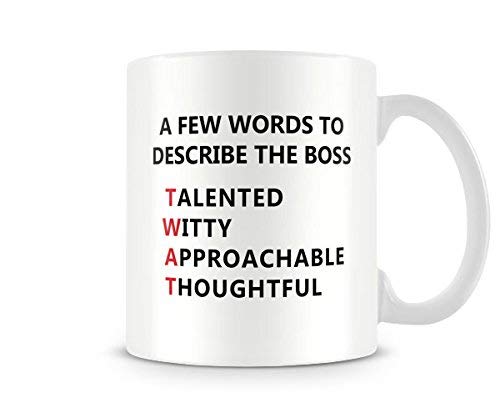Behind The Glass - Words to Describe The Boss - Printed Funny Mug - Great Gift/Present Idea, Ceramic, 11fl.oz.
