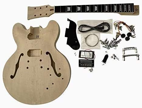 Coban ES1 Mahogany Hollow body Birdseye Maple Veneer GDES235B All Pre-drilled Electric Guitar DIY kit